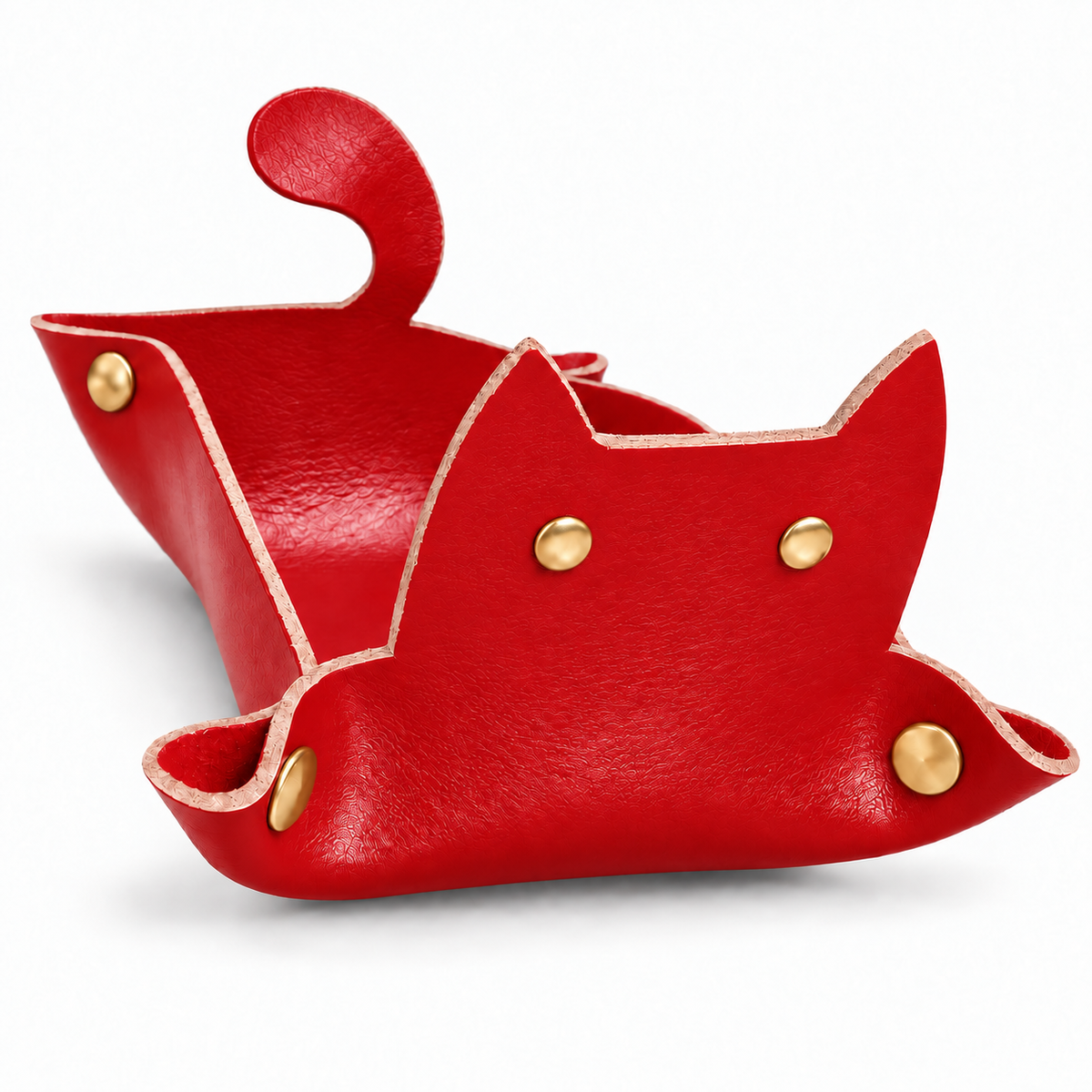 Svuotatasche Gatto in Cuoio 19 × 12 cm  Vassoio Portaoggetti e Portachiavi da Appoggio Personalizzabile Idea Regalo