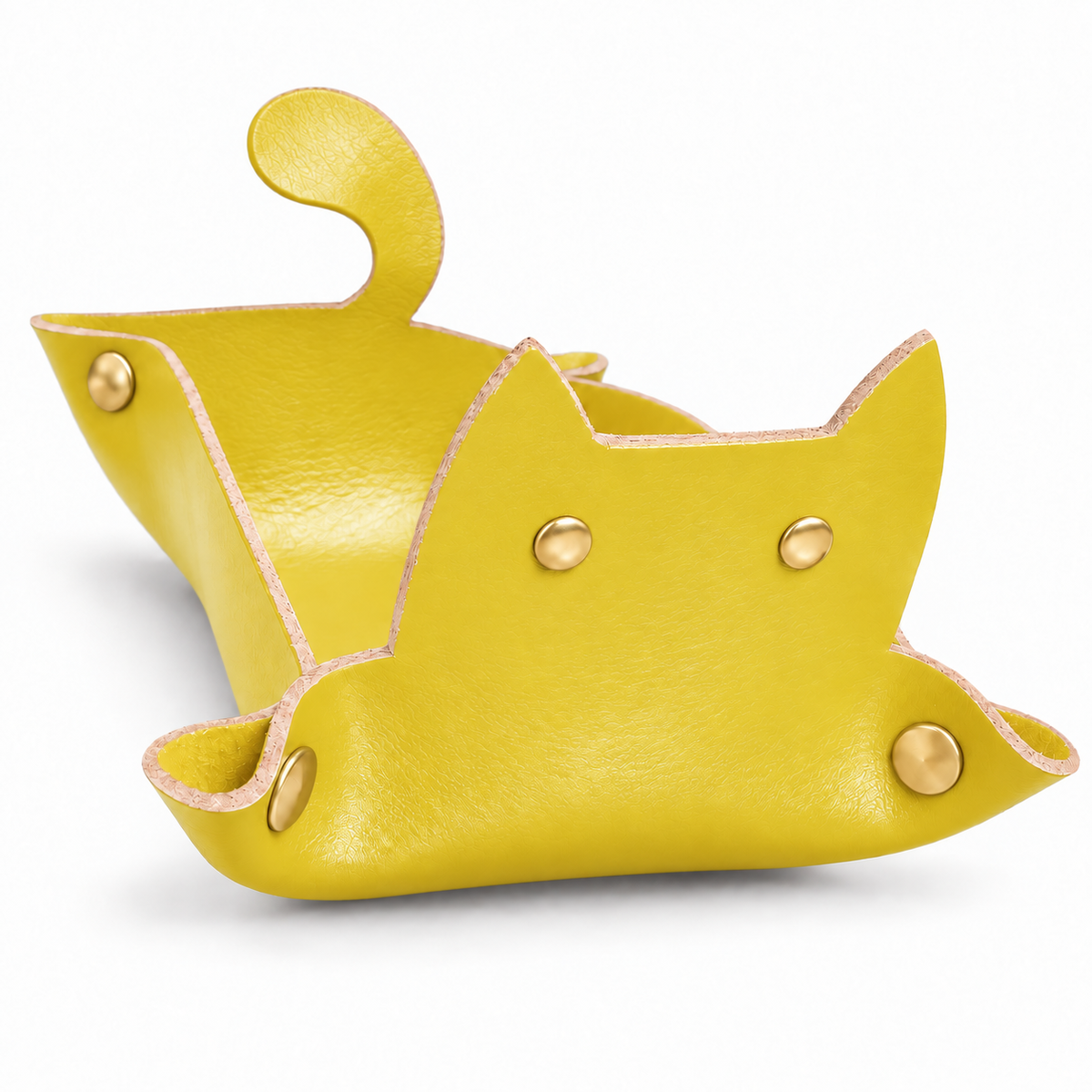 Svuotatasche Gatto in Cuoio 19 × 12 cm  Vassoio Portaoggetti e Portachiavi da Appoggio Personalizzabile Idea Regalo
