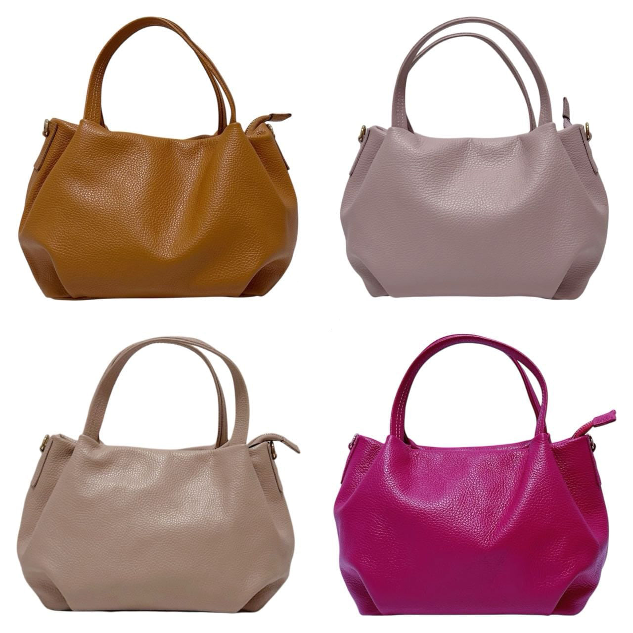 Borsa donna in vera pelle morbida a mano con tracolla regolabile made in italy