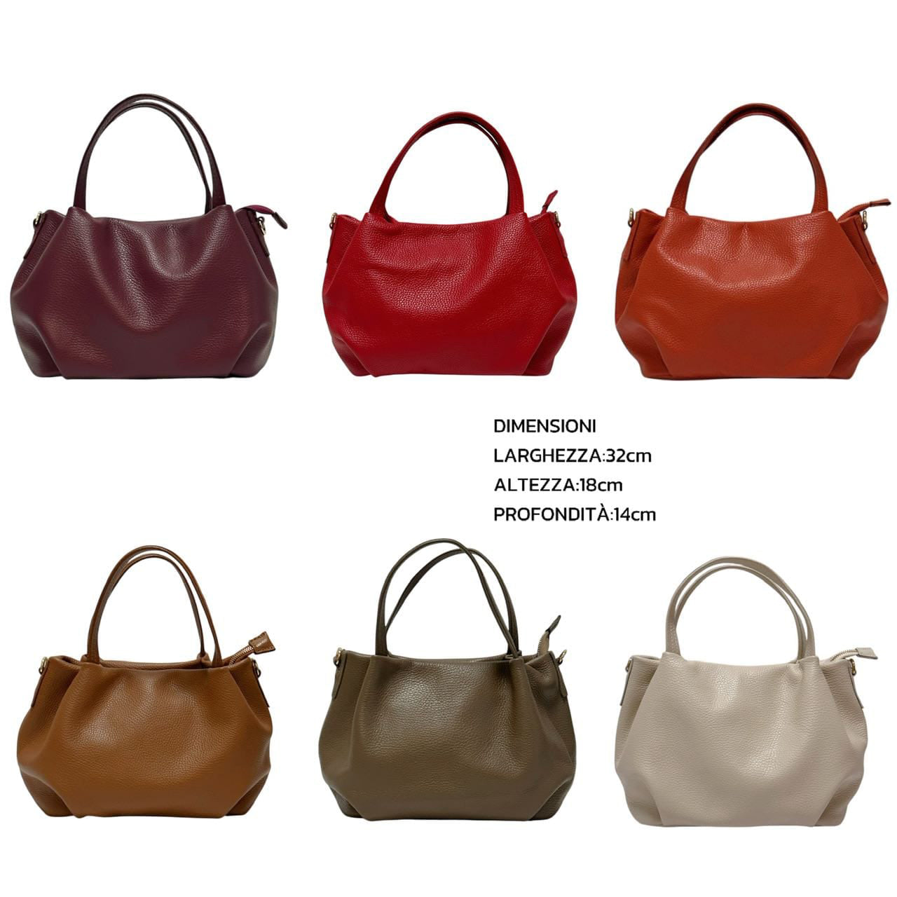 Borsa donna in vera pelle morbida a mano con tracolla regolabile made in italy