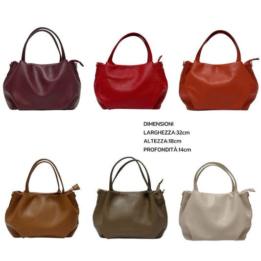 Borsa donna in vera pelle morbida a mano con tracolla regolabile made in italy