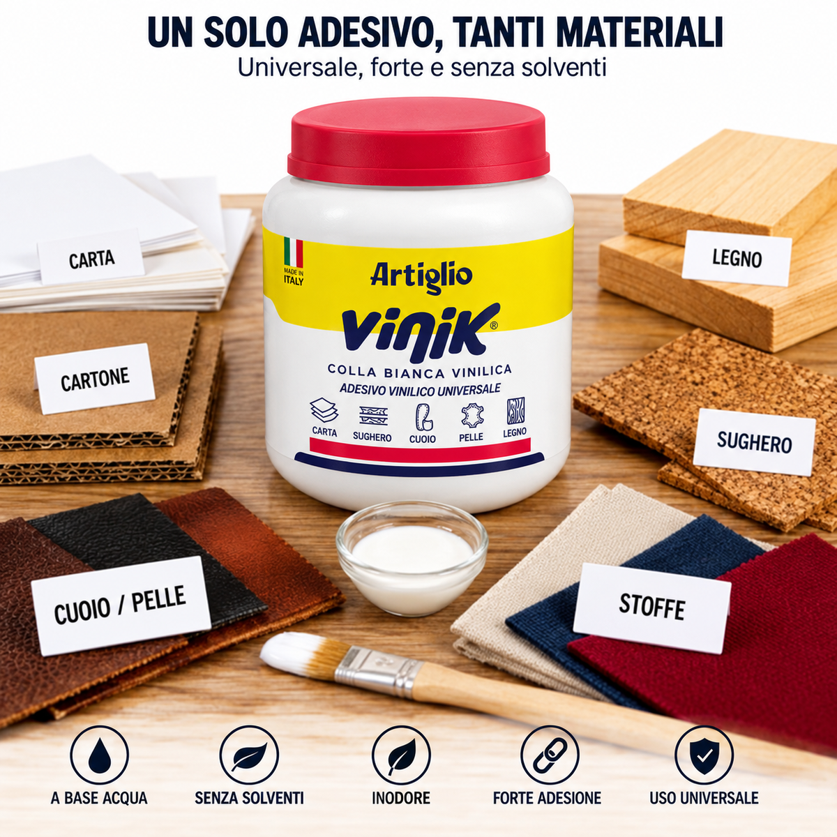 Colla Vinilica Artiglio Vinik WilbraVil 1 L Universale Legno Carta Pelle Cuoio