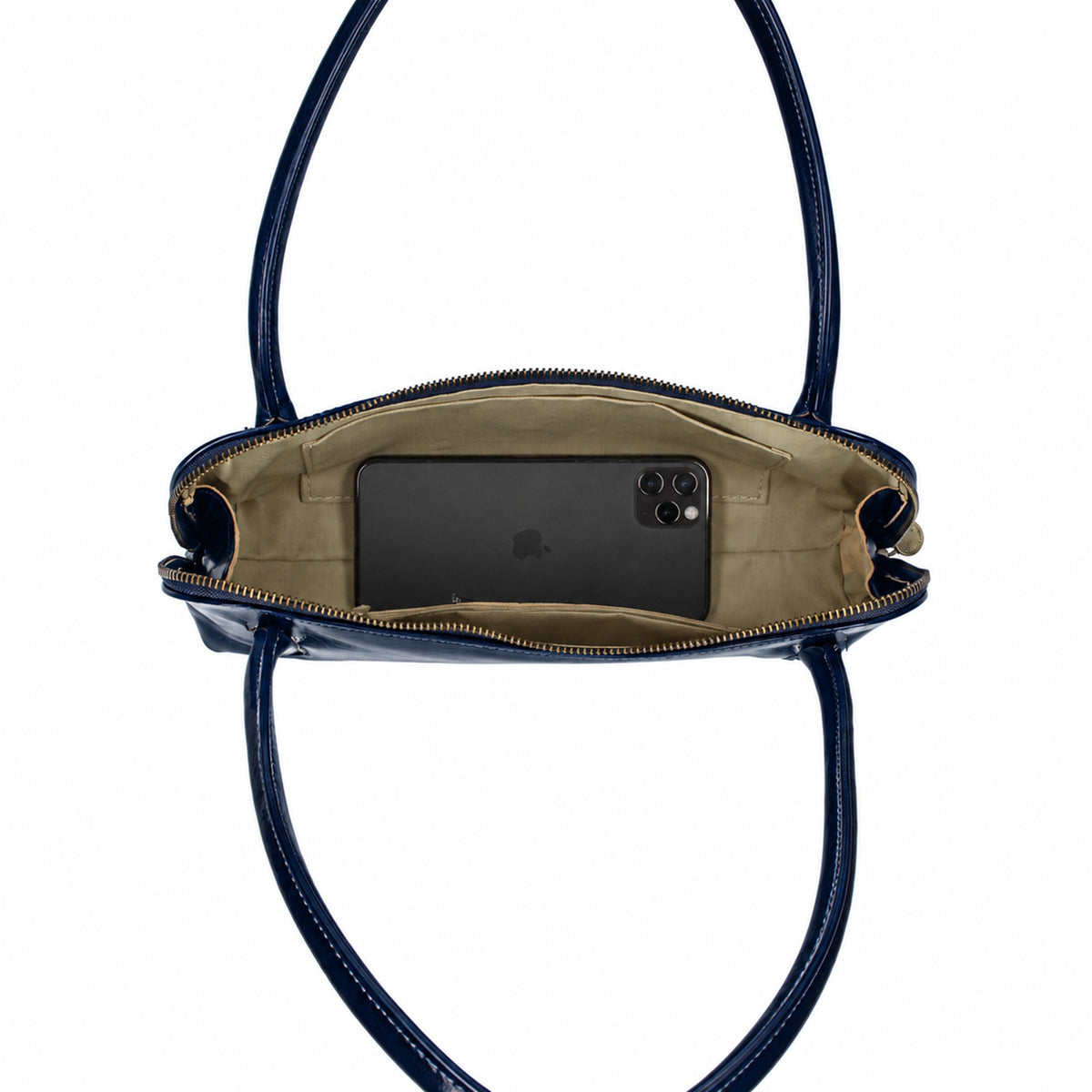 Borsa a Spalla Donna in Vera Pelle di Vacchetta con Zip Made in Italy