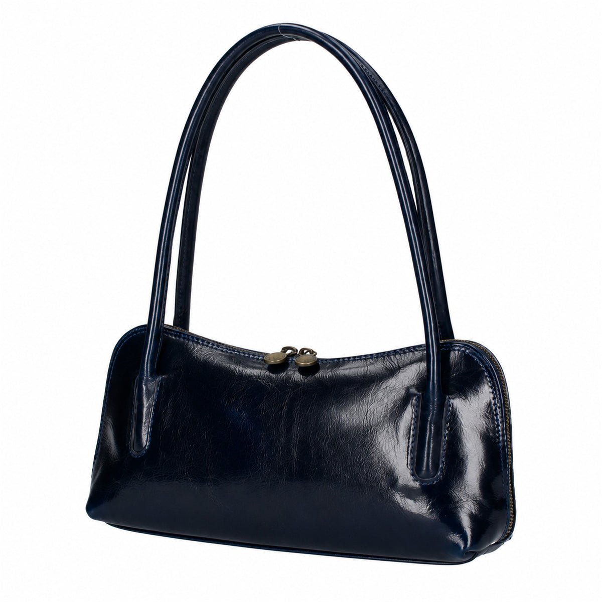 Borsa a Spalla Donna in Vera Pelle di Vacchetta con Zip Made in Italy