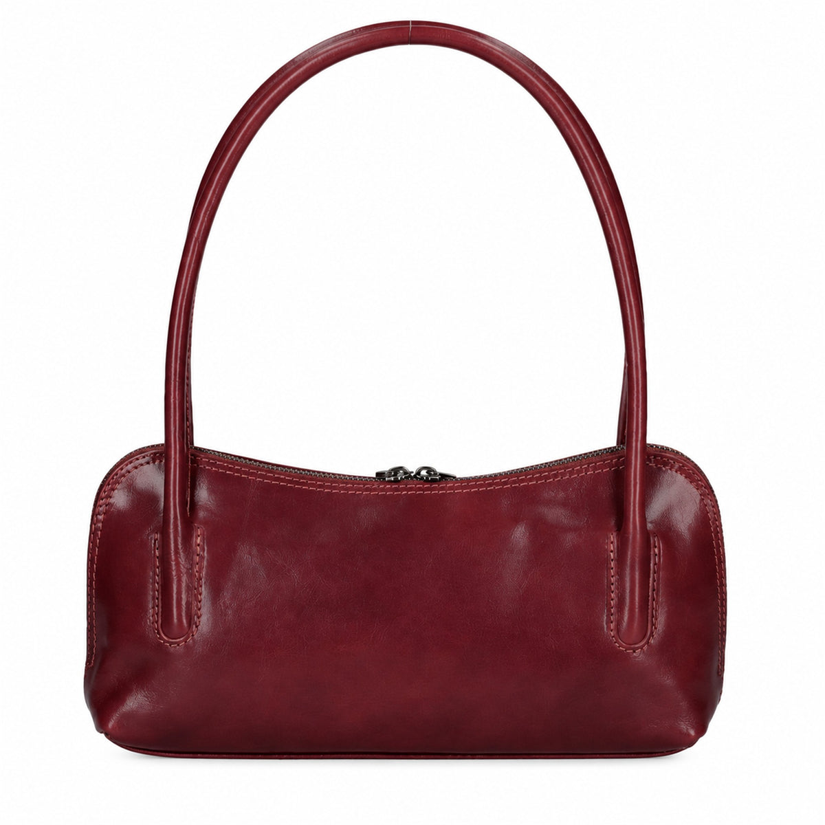 Borsa a Spalla Donna in Vera Pelle di Vacchetta con Zip Made in Italy
