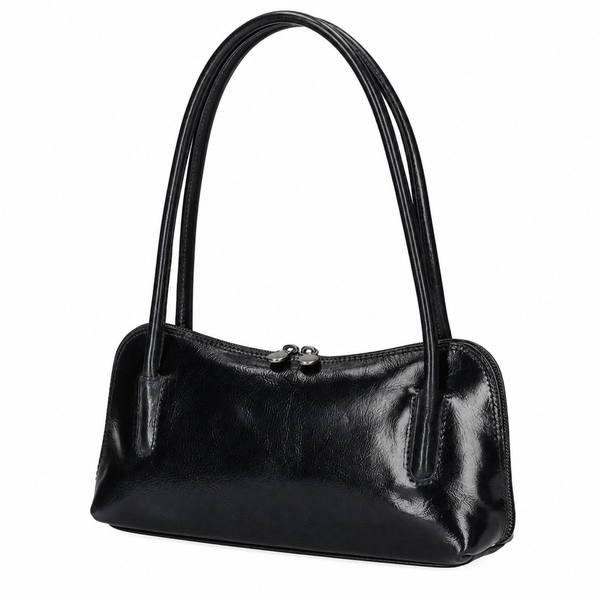 Borsa a Spalla Donna in Vera Pelle di Vacchetta con Zip Made in Italy