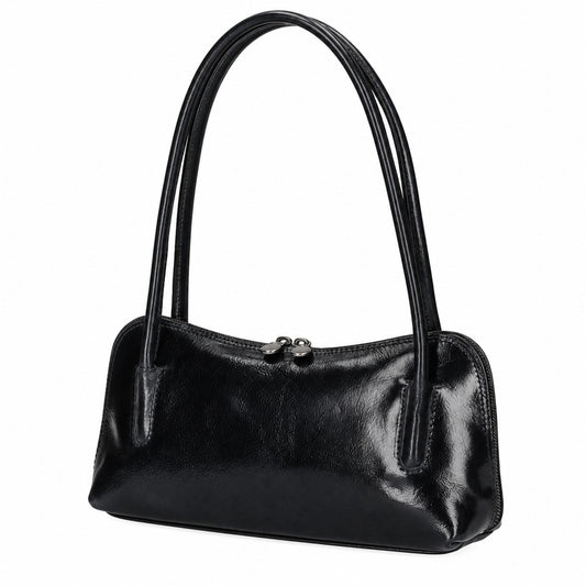 Borsa a Spalla Donna in Vera Pelle di Vacchetta con Zip Made in Italy