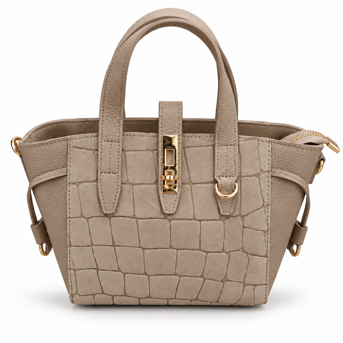Borsa Donna in Vera Pelle e Camoscio Stampa Cocco con Tracolla  Made in Italy