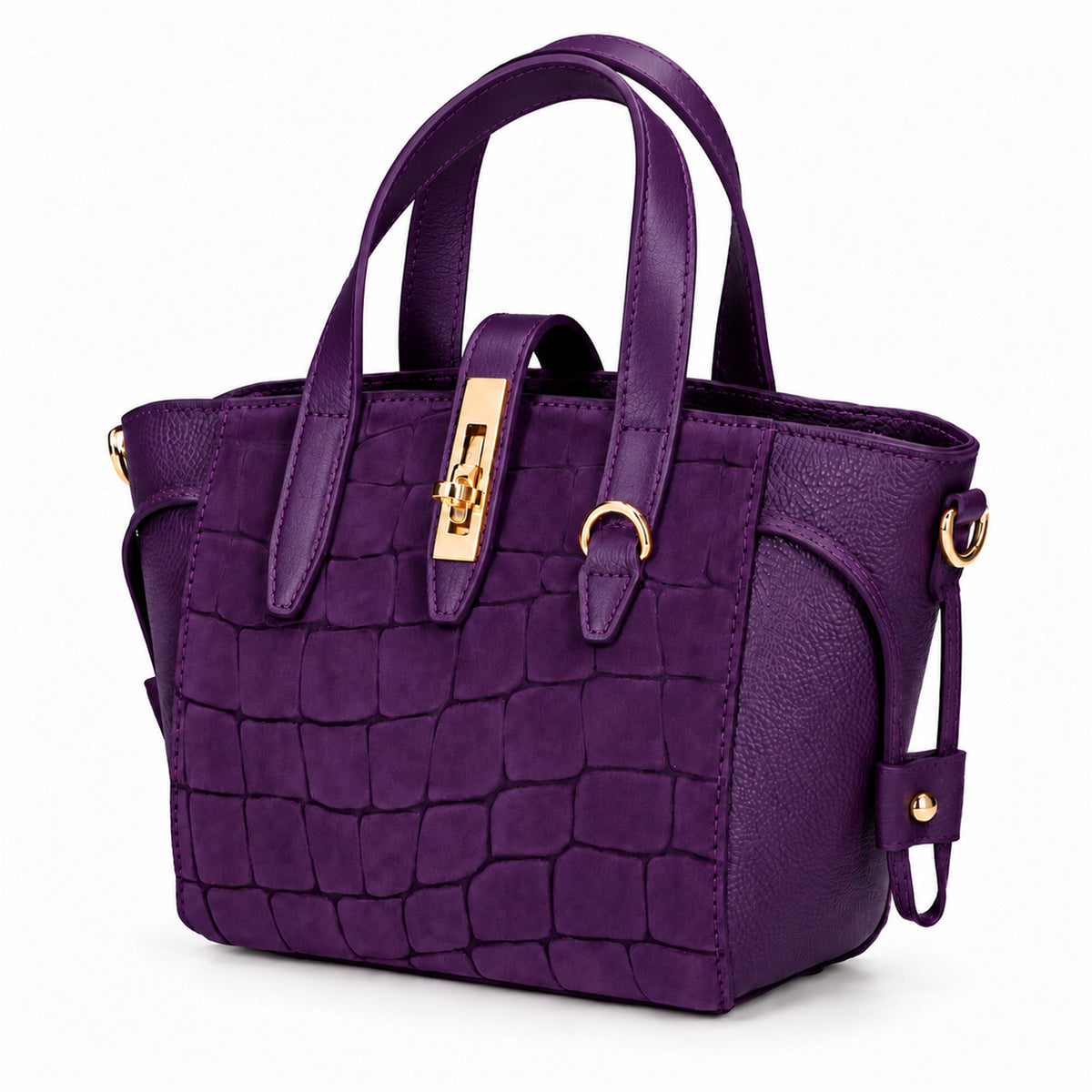 Borsa Donna in Vera Pelle e Camoscio Stampa Cocco con Tracolla  Made in Italy