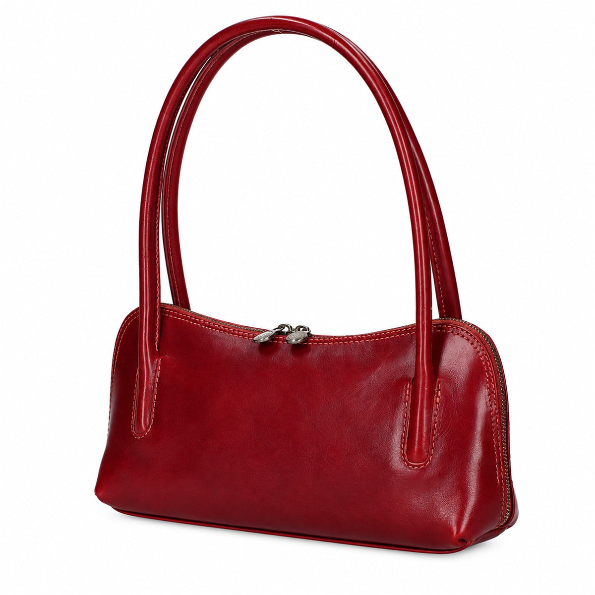 Borsa a Spalla Donna in Vera Pelle di Vacchetta con Zip Made in Italy