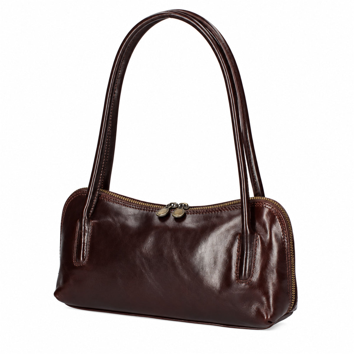 Borsa a Spalla Donna in Vera Pelle di Vacchetta con Zip Made in Italy
