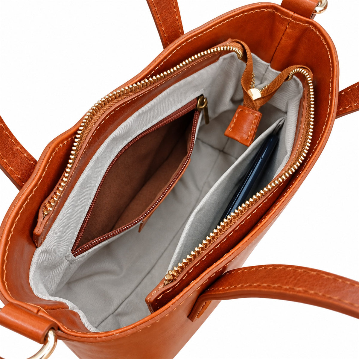 Borsa Donna in Vera Pelle Vacchetta Tracolla  Regolabile e Rimuovibile con cerniera  Made in Italy
