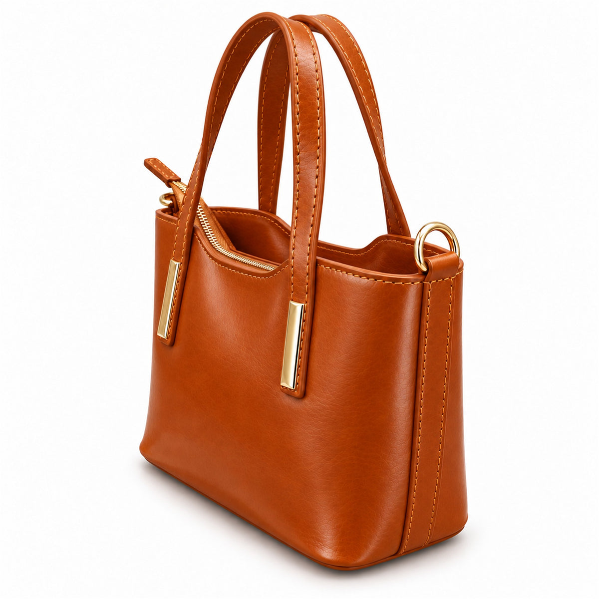 Borsa Donna in Vera Pelle Vacchetta Tracolla  Regolabile e Rimuovibile con cerniera  Made in Italy