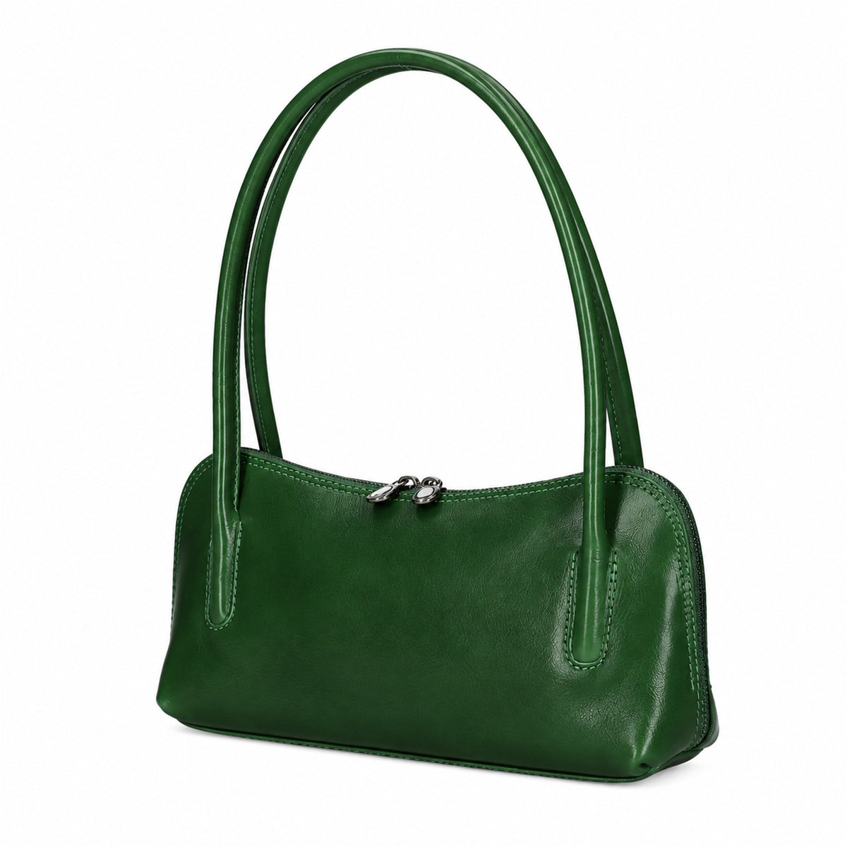 Borsa a Spalla Donna in Vera Pelle di Vacchetta con Zip Made in Italy