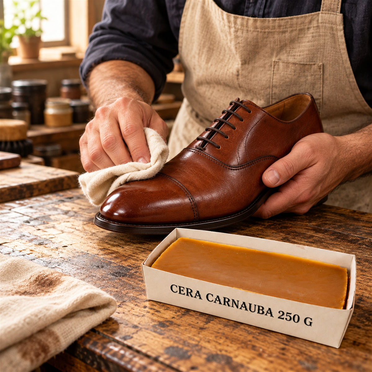 Cera carnauba 100% naturale lucidante protettivo per pelle cuoio legno