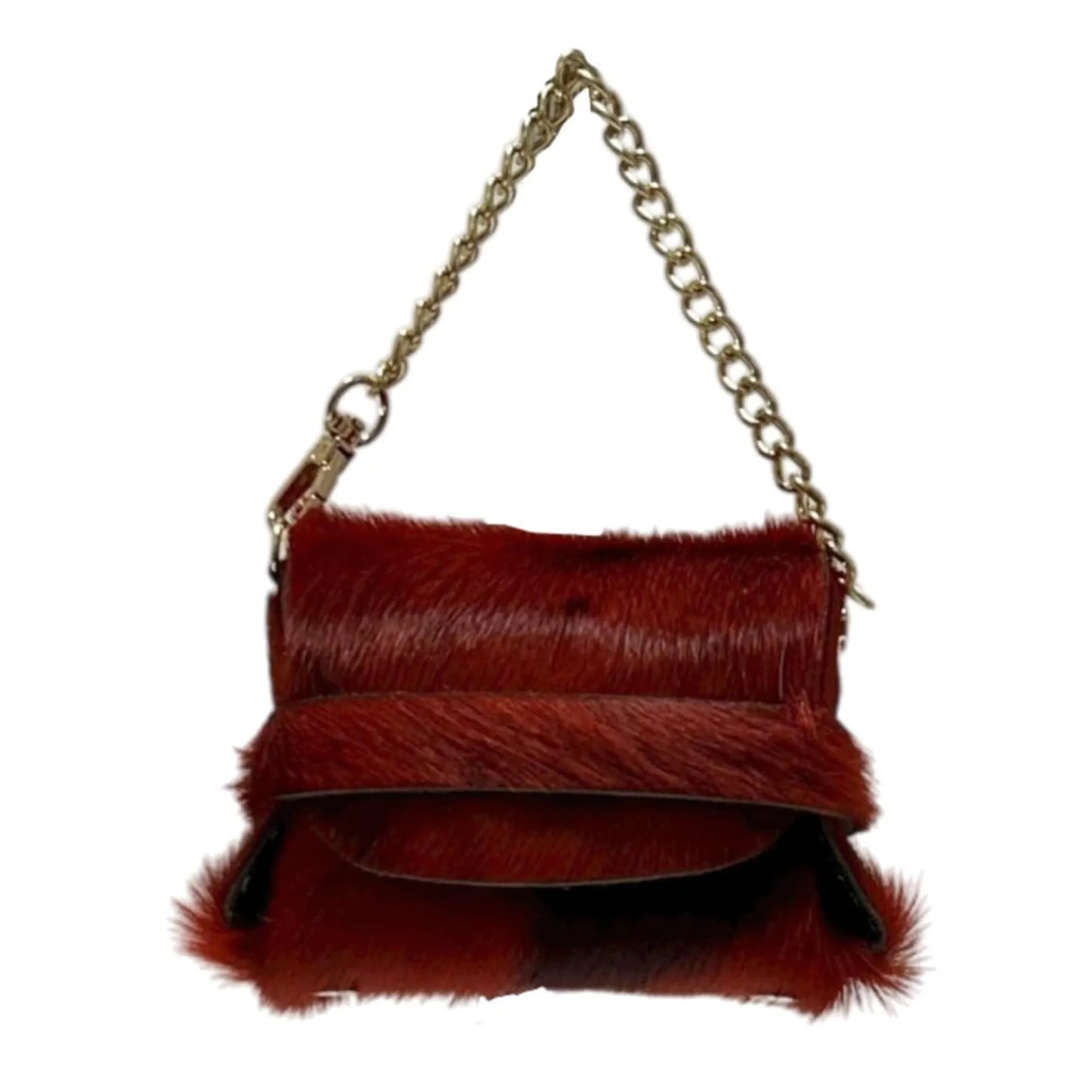 Charm Portachiavi Mini Borsa Cavallino – Accessorio Moda in Vera Pelle con Catena Dorata