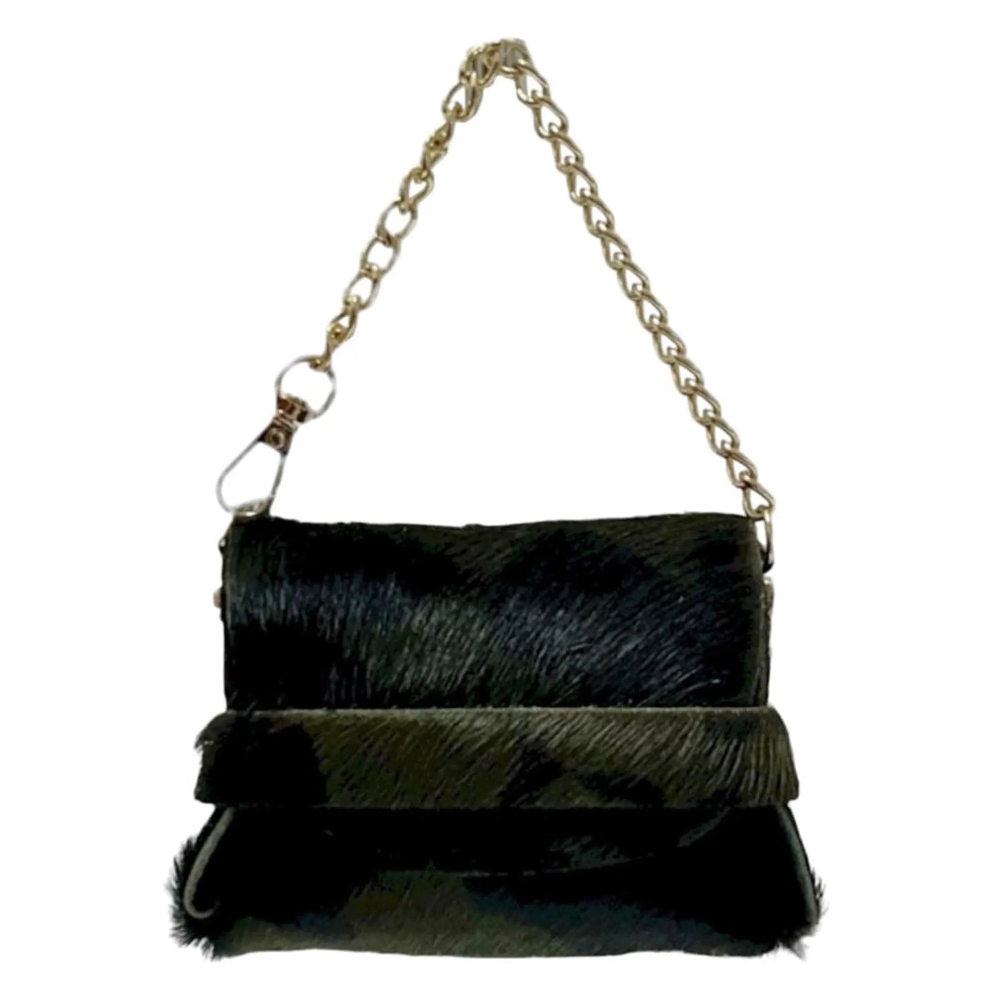 Charm Portachiavi Mini Borsa Cavallino – Accessorio Moda in Vera Pelle con Catena Dorata