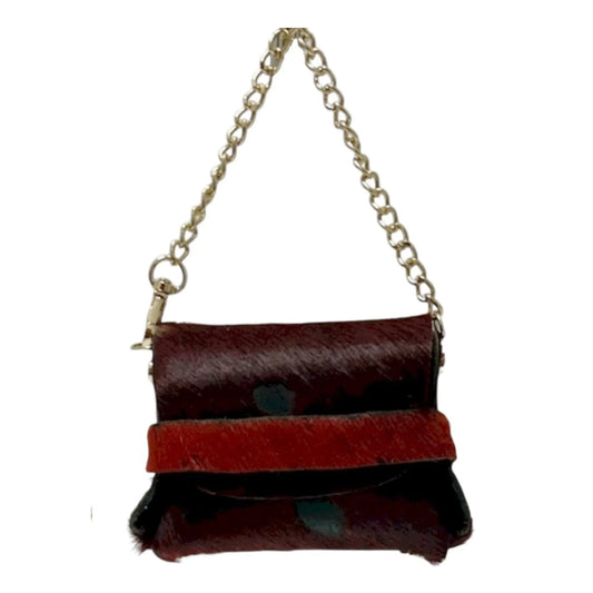Charm Portachiavi Mini Borsa Cavallino – Accessorio Moda in Vera Pelle con Catena Dorata
