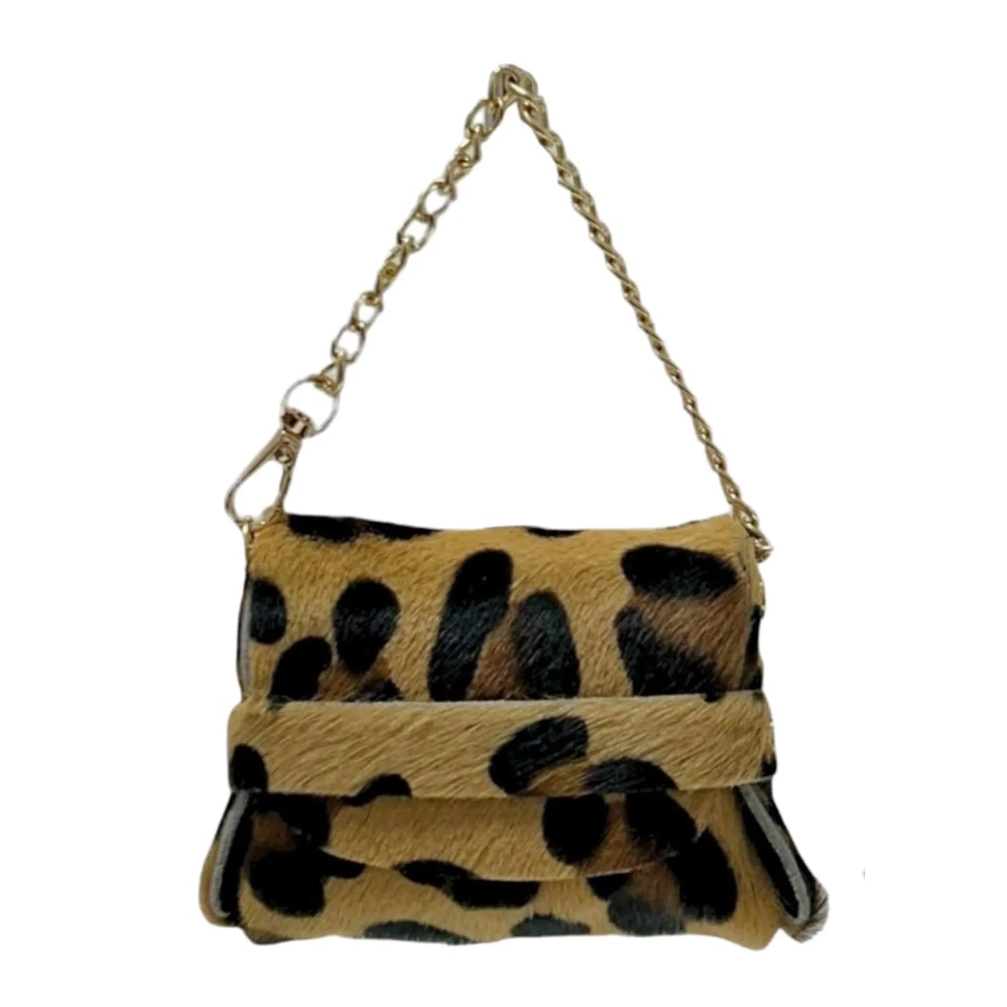 Charm Portachiavi Mini Borsa Cavallino – Accessorio Moda in Vera Pelle con Catena Dorata