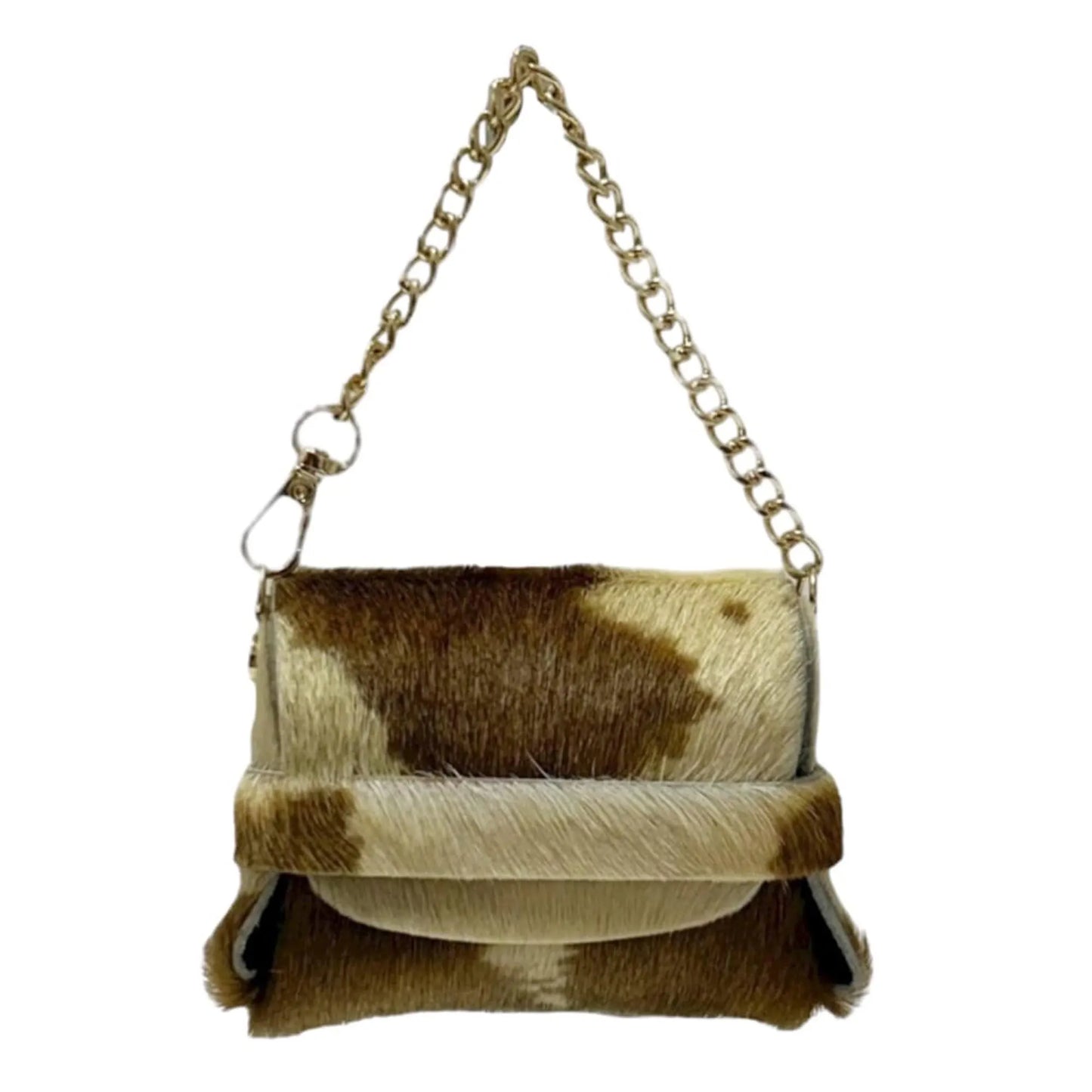 Charm Portachiavi Mini Borsa Cavallino – Accessorio Moda in Vera Pelle con Catena Dorata
