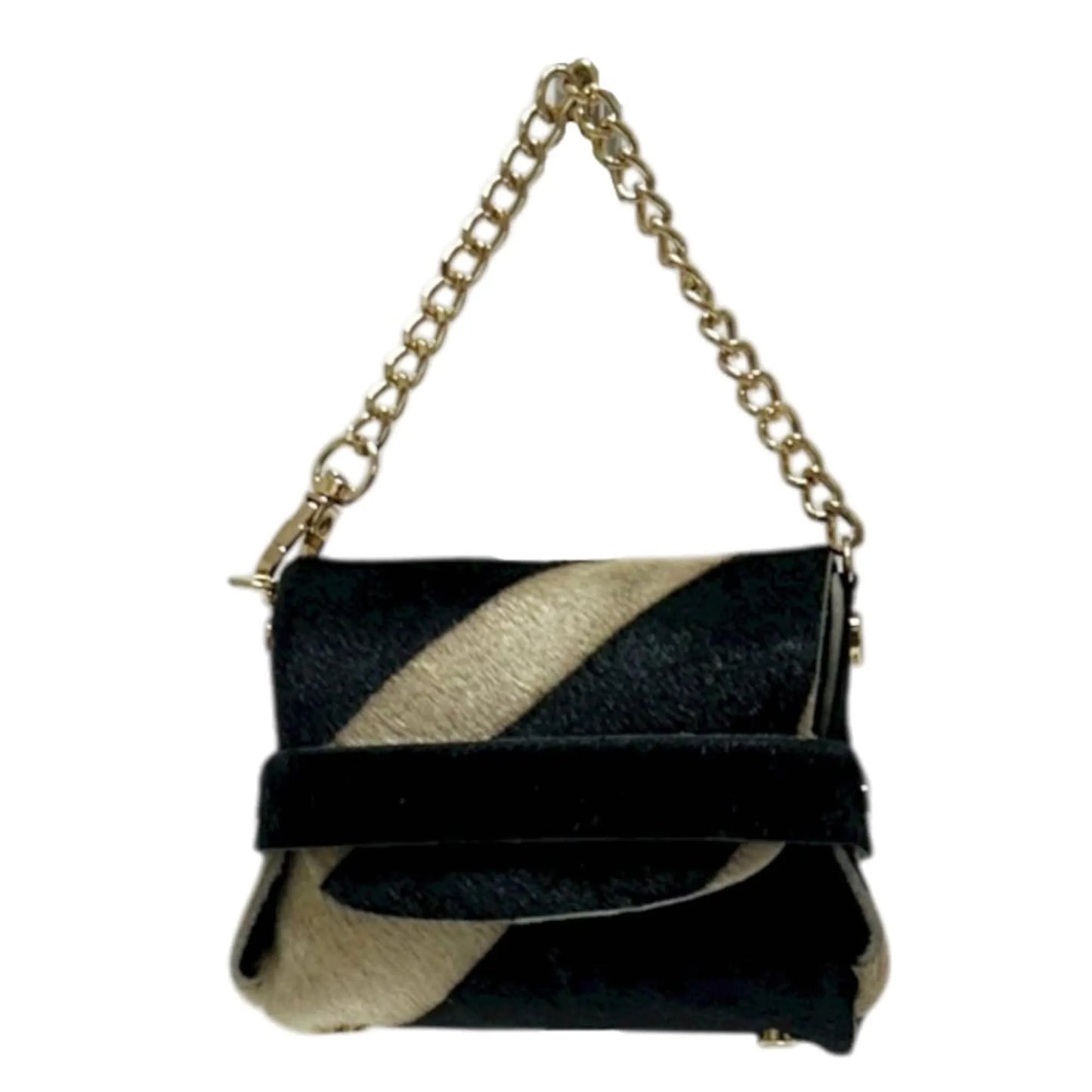 Charm Portachiavi Mini Borsa Cavallino – Accessorio Moda in Vera Pelle con Catena Dorata