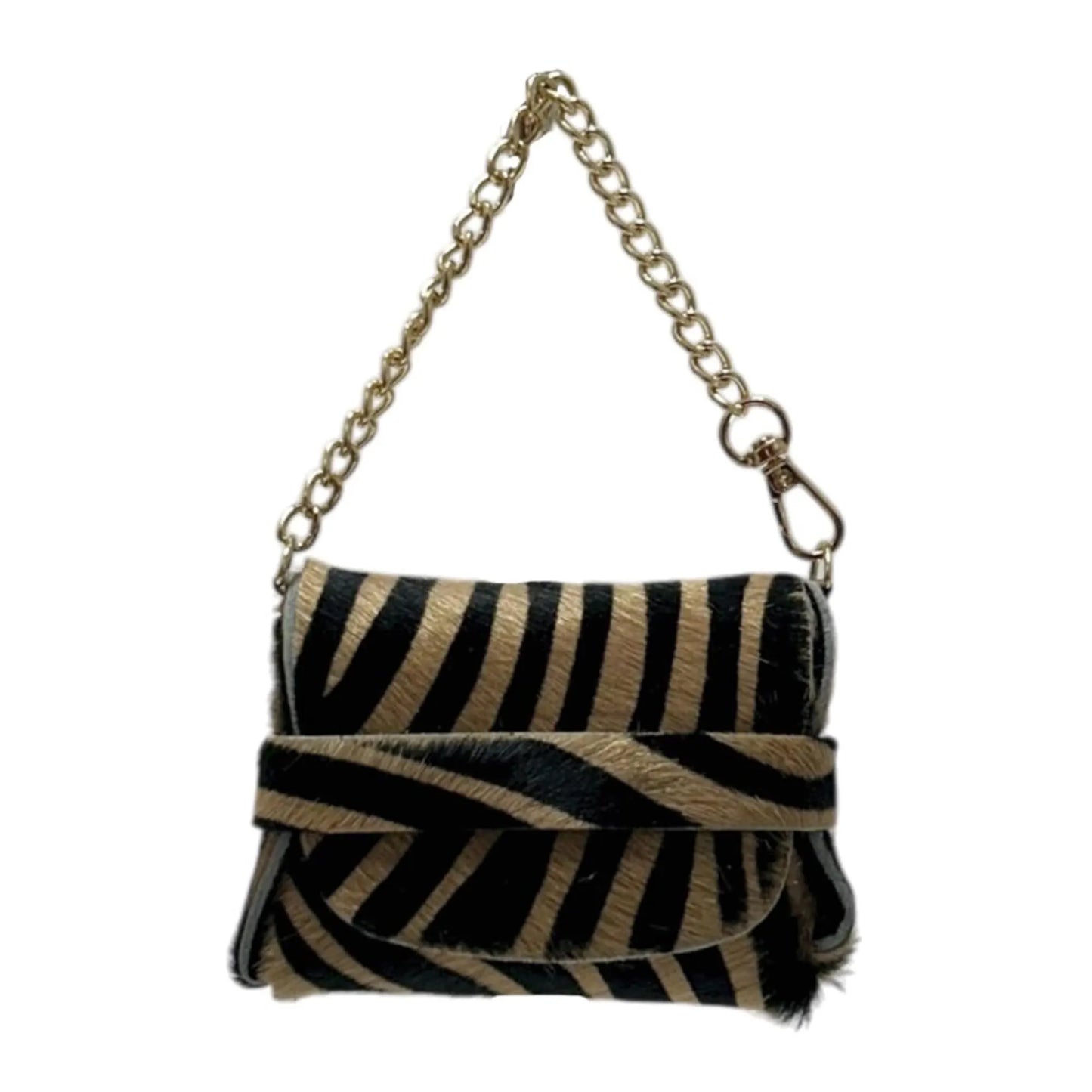 Charm Portachiavi Mini Borsa Cavallino – Accessorio Moda in Vera Pelle con Catena Dorata