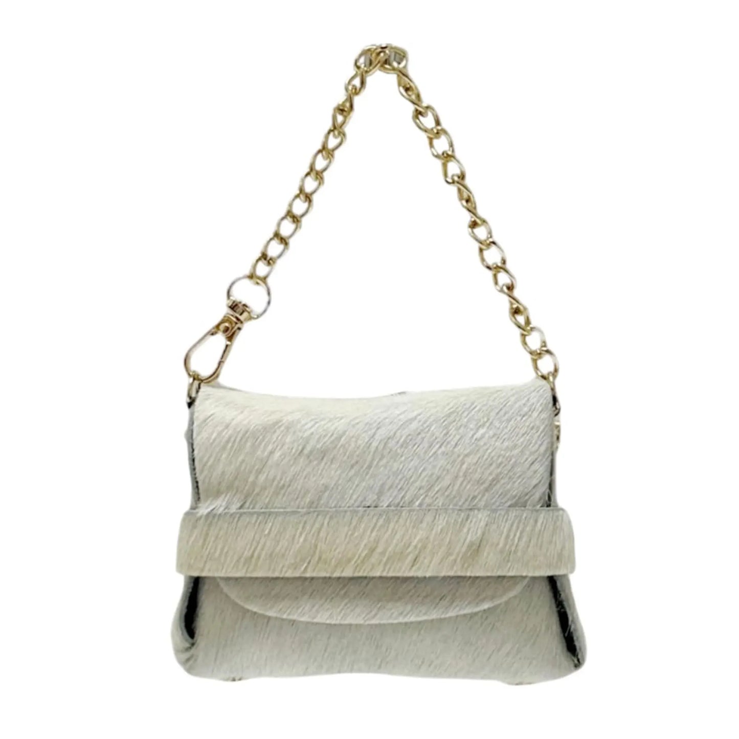 Charm Portachiavi Mini Borsa Cavallino – Accessorio Moda in Vera Pelle con Catena Dorata