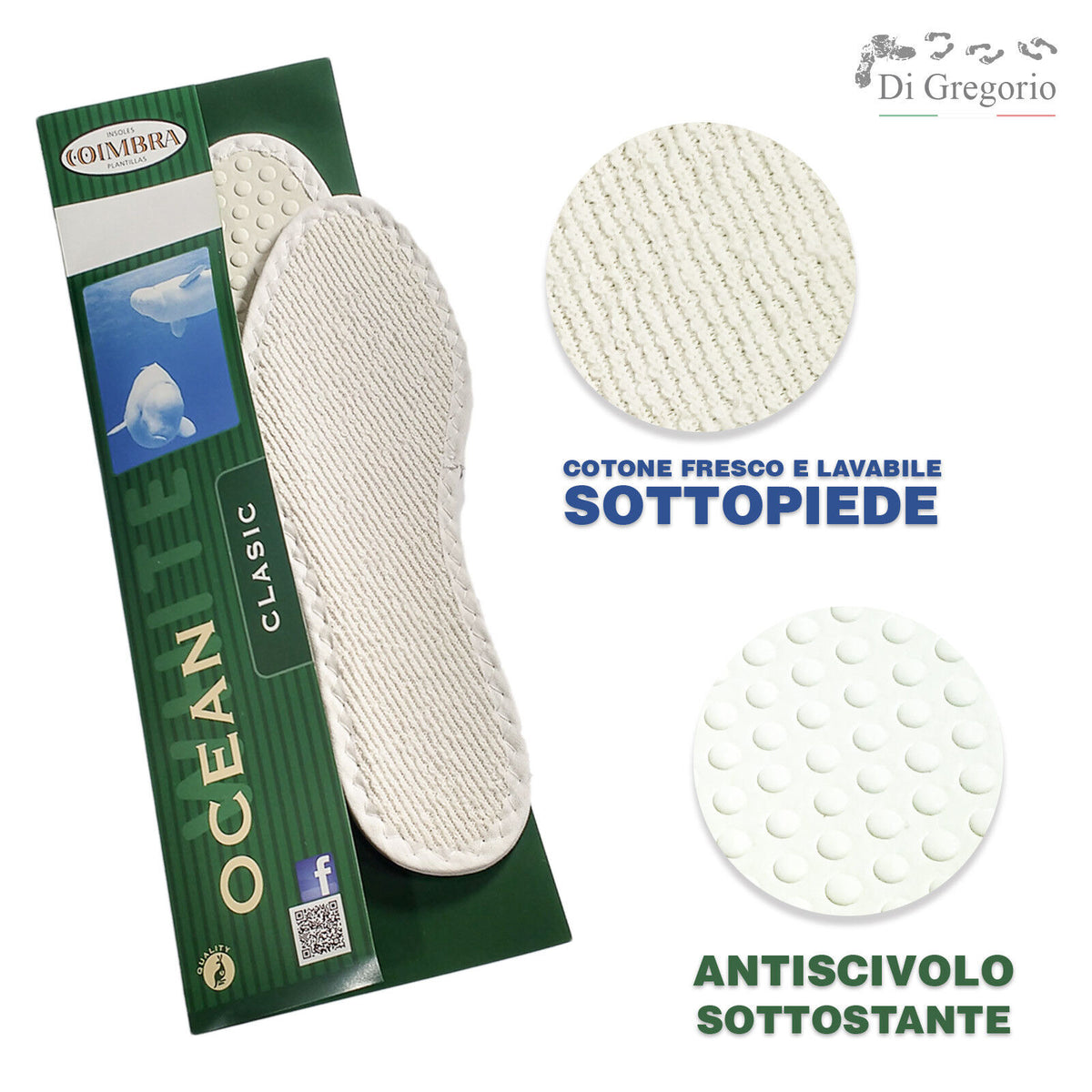 Solette Coimbra Ocean in Cotone con Carbone Attivo Lavabili e Antiscivolo