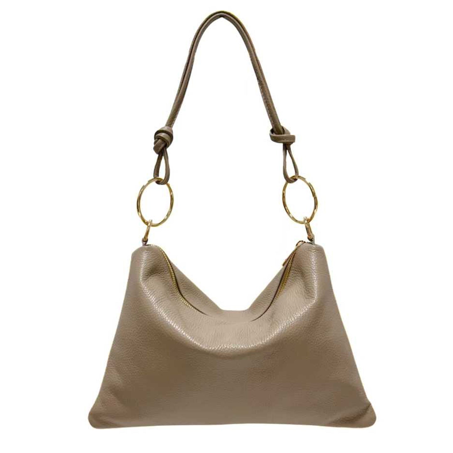 Bolso de mujer de piel auténtica para llevar al hombro con correa regulable extraíble y cierre de cremallera