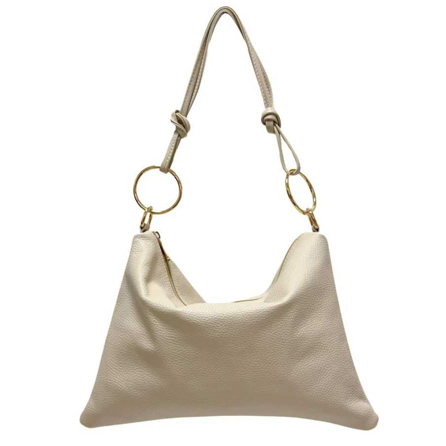 Bolso de mujer de piel auténtica para llevar al hombro con correa regulable extraíble y cierre de cremallera