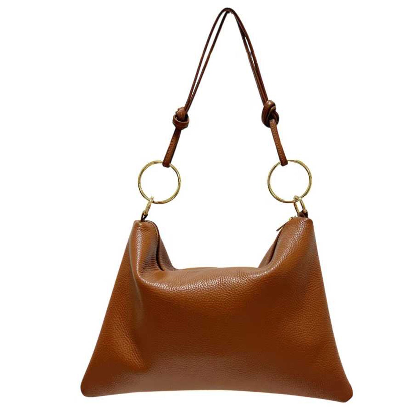 Bolso de mujer de piel auténtica para llevar al hombro con correa regulable extraíble y cierre de cremallera
