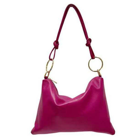 Borsa donna in vera pelle a spalla con tracolla regolabile rimuovibile chiusura zip