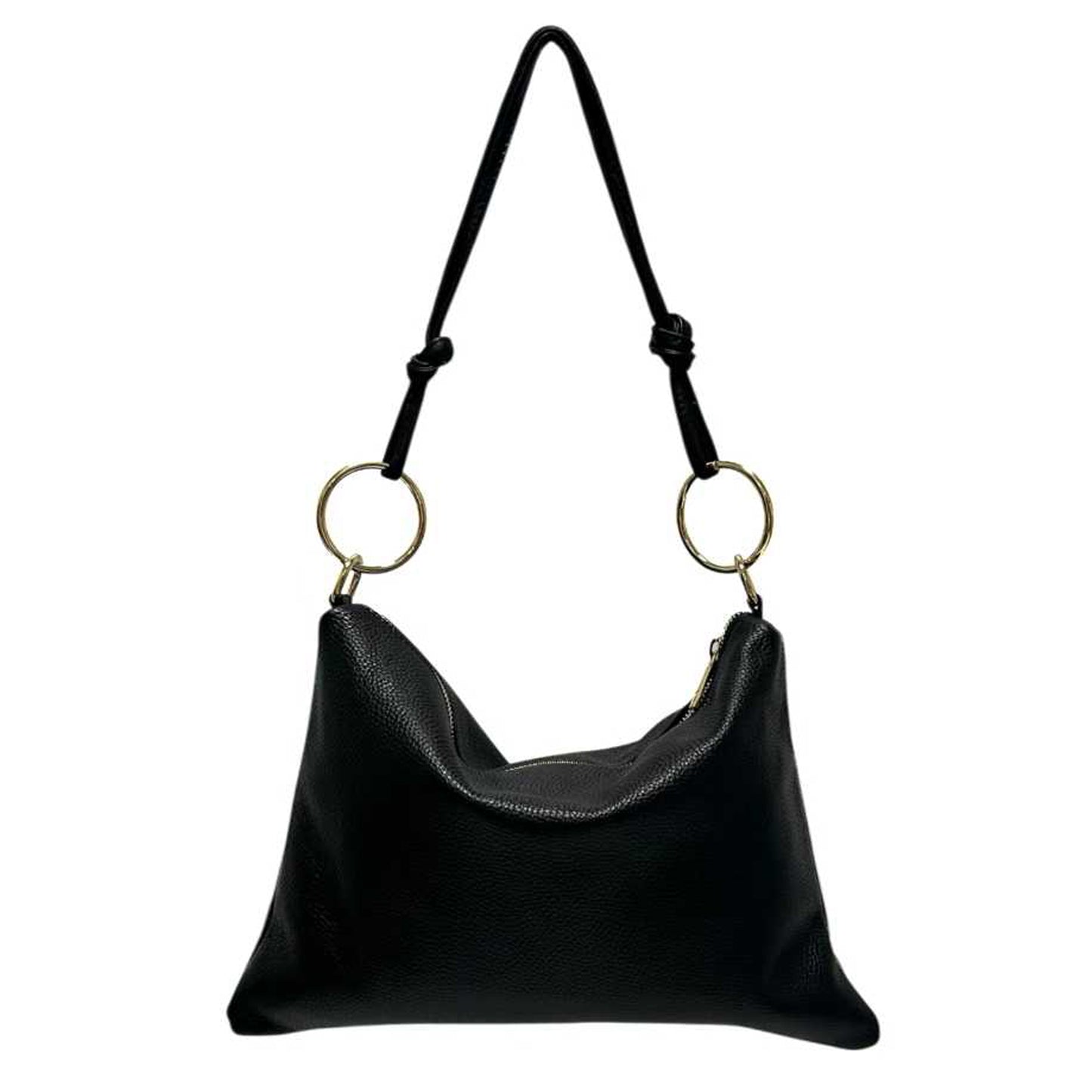 Bolso de mujer de piel auténtica para llevar al hombro con correa regulable extraíble y cierre de cremallera