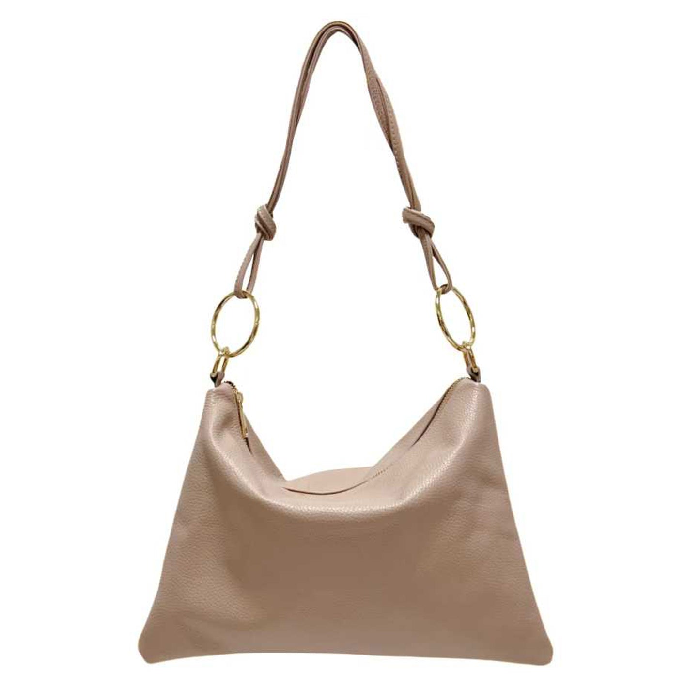 Bolso de mujer de piel auténtica para llevar al hombro con correa regulable extraíble y cierre de cremallera