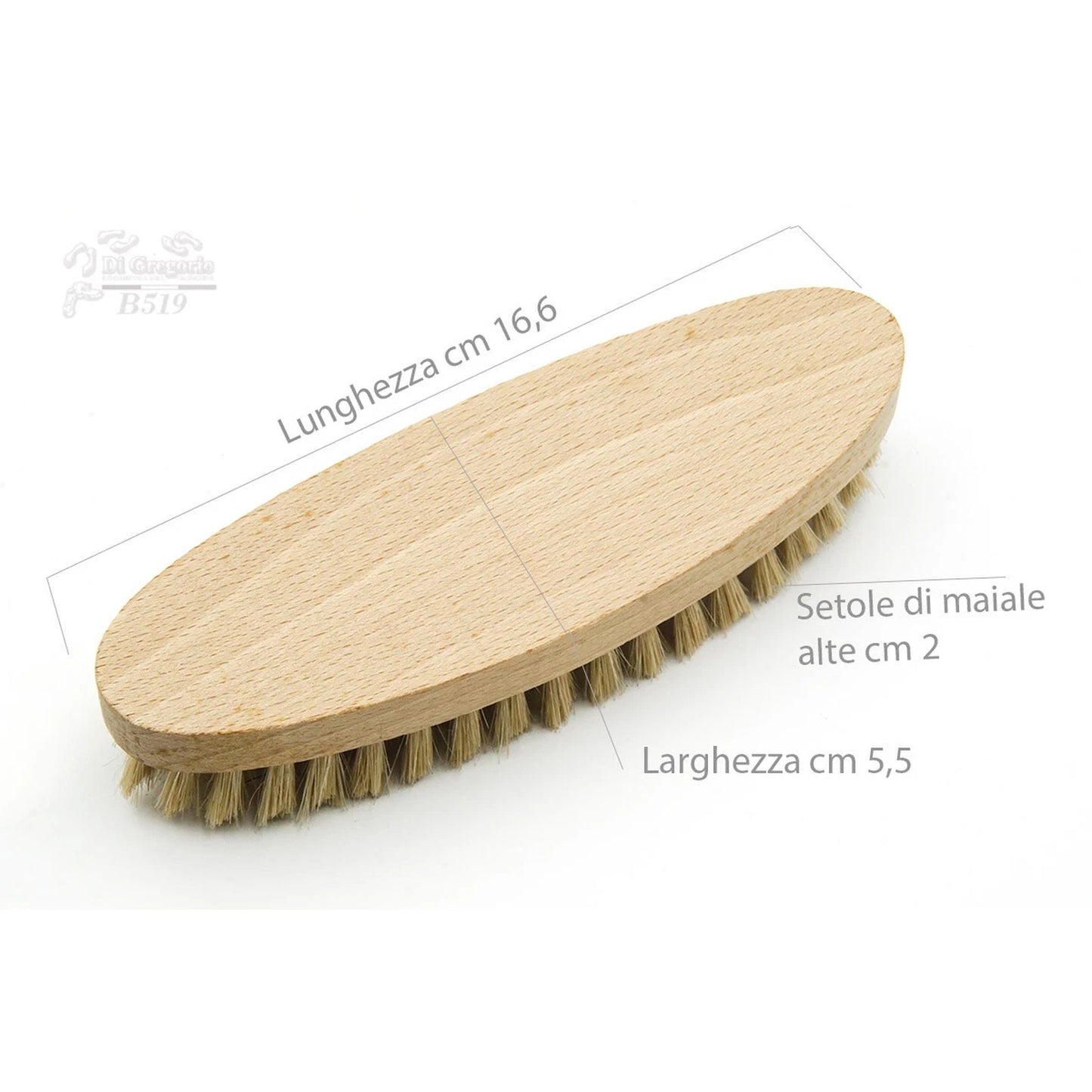 Spazzola ovale impugnatura legno setole naturali per spolverare lucidare pelli